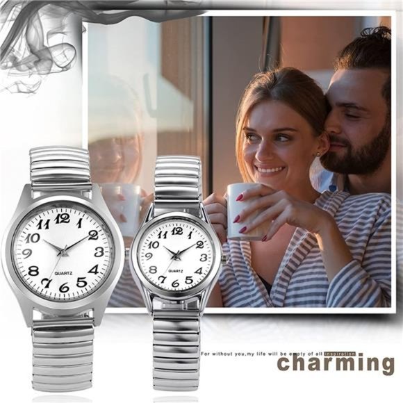 Lancardo Elastic Strap Wristwatch Easy to Read Big Number Dial Stretch Band main image 5